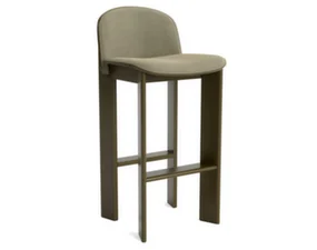 Barová židle Chisel 35 H75, green umber lacquered beech / Linara 313