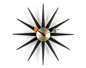 Hodiny Sunburst Clock, black/brass