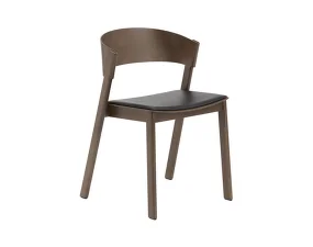 Židle Cover Side Chair, refine leather black / stained dark brown
