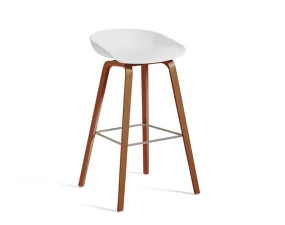 Barová stolička AAS 32 High Lacquered Walnut Veneer, white