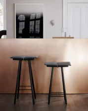 Barová stolička s podsedákem Georg Low, light grey / black oak
