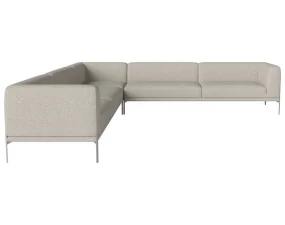 Sedmimístná rohová pohovka Caisa 333x333, brushed steel/Nantes sand