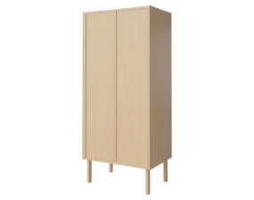 Skříň Cana s dřevěnými dveřmi a policemi, white oiled oak