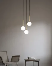 Závěsné svítidlo Miira 3, brass/opal