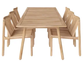 Zahradní souprava Patio se 6 židlemi, untreated solid teak