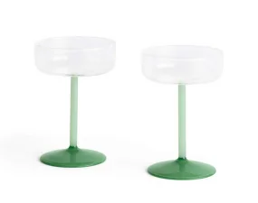 Sklenice na šampaňské Tint 2 ks, clear, jade light green and jade dark green