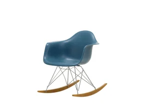 Houpací křeslo Eames Chair RAR, golden maple/sea blue