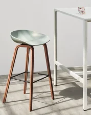 Barová stolička AAS 32 High Lacquered Walnut Veneer, white