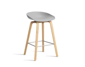 Barová stolička AAS 32 Low Lacquered Oak Veneer, concrete grey