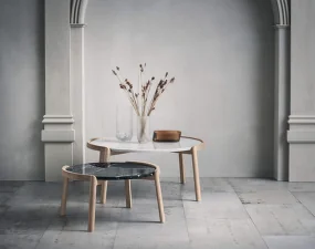 Odkládací stolek Mix Ø46, dark oiled oak/pietra grey marble