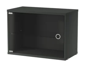 Skříňka Display Cabinet with Swing Glass Door, dark grey