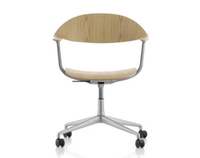Kancelářská židle Mynt Plywood s kolečky, natural oak/blasted aluminium