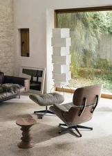 Křeslo Eames Lounge Chair Walnut Dark, Leather Natural F68 chocolate