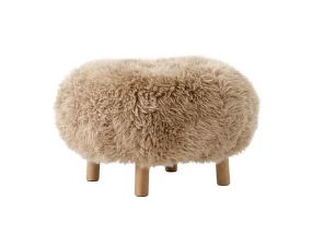 Pouf Little Petra ATD1, oak/sheepskin Honey