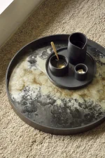 Tác Organic Glass Tray Round S, black