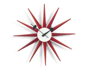 Hodiny Sunburst Clock, red