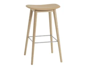 Barová stolička Fiber Stool 65cm Wood Base, ochre