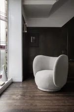 Lounge chair Rico bouclé, off-white
