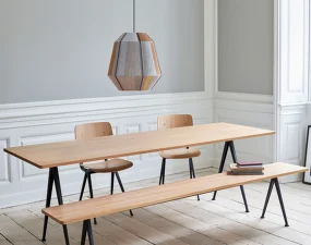 Lavice Pyramid Bench 12 250 cm, black powder coated steel / smoked solid oak
