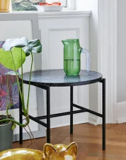 Odkládací stolek Rebar Ø 45 cm, soft black/marble