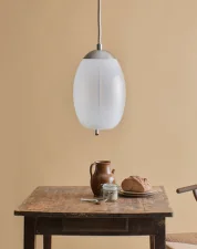Závěsné svítidlo Knot Uovo PC1018, opaline / stainless steel