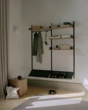 Policová sestava Wardrobe Shelf 3, oak/black
