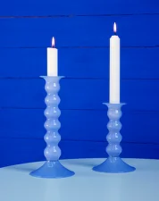 Skleněný svícen Wavy Large, jade light blue
