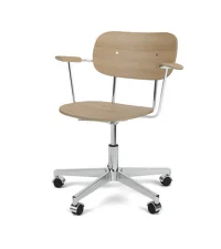 Kancelářská židle Co Task Chair s područkami, polished aluminium/natural oak