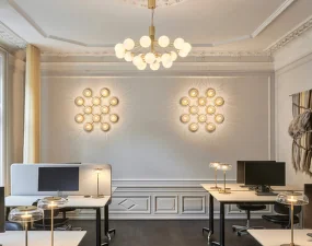 Lustr Apiales 18, brushed brass/opal