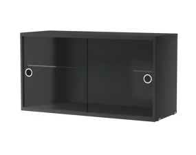 Skříňka Display Cabinet with Sliding Doors, dark grey