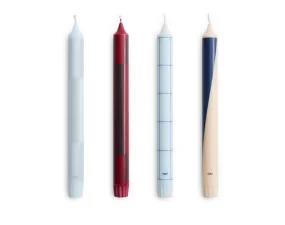 Svíčky Pattern Candle set 4ks, blues and bordeaux