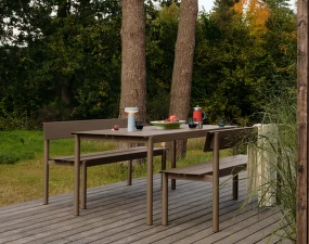 Lavice Linear Steel Bench s opěrkou 170 cm, taupe