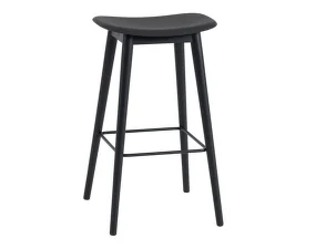 Barová stolička Fiber Stool 65cm Wood Base, black