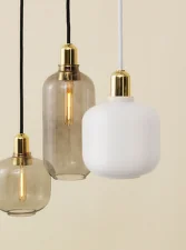 Závěsná lampa Amp Small, smoke/brass