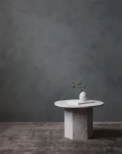 Stolek Epic Ø 60, white travertine