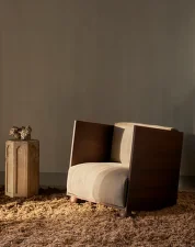 Křeslo Rum Rich Linen, dark stained / natural