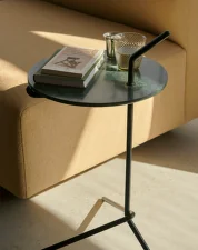 Stolek Halten SH9, warm black / Verde Guatemala Marble