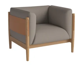 Křeslo Dive Oiled Oak, Beize dark beige/cognac leather