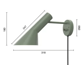Nástěnná lampa AJ, pale petroleum