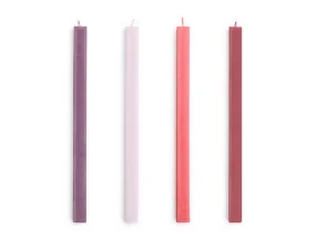 Svíčky Square Candle set 4ks, reds and bordeaux