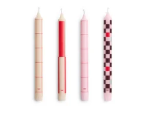 Svíčky Pattern Candle set 4ks, reds and bordeaux