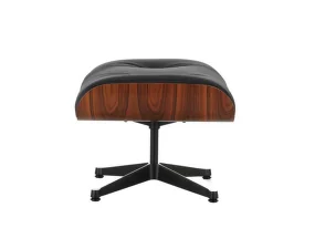 Ottoman Eames Lounge Santos Palisander, Leather Premium F66 nero