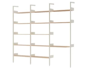Policová sestava Rombe Konfigurace G, alabaster/lacquered oak