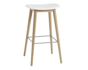 Barová stolička Fiber Stool 65cm, Wood base, natural white/oak