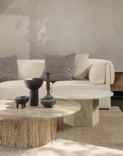 Stolek Epic Ø 110, warm taupe travertine