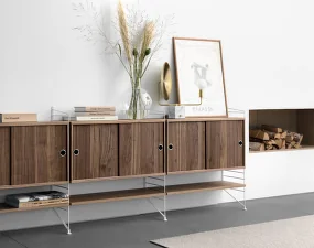 Policová sestava String Living Room F, oak/black