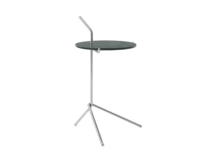 Stolek Halten SH9, polished stainless steel  / Verde Guatemala Marble