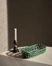 Košík Ceramic Basket Oval, emerald green