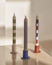 Svíčky Pattern Candle set 4ks, green and blues