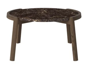 Konferenční stolek Mix Ø65, dark oiled oak/brown marble